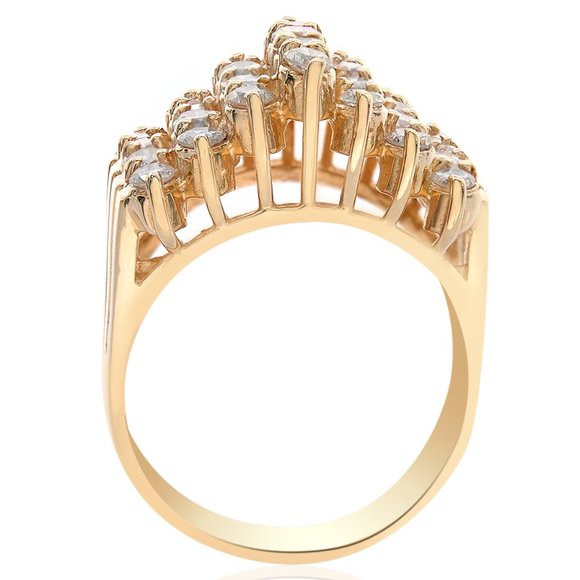 1.50 Carat Cluster Pyramid Ring 14K Yellow Gold - Picture 3 of 4